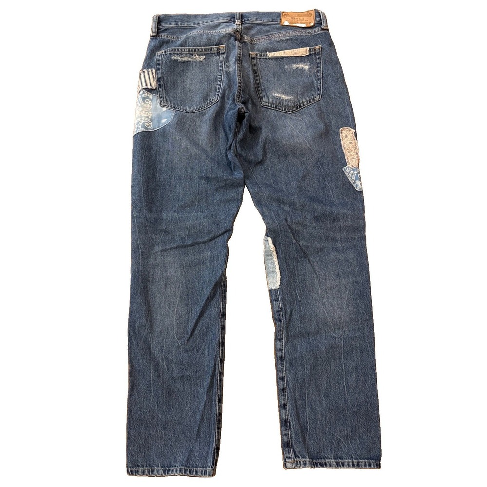 Polo Ralph Lauren Womens 26 Avery Boyfriend Blue Jeans Cottagecore Patchwork - Picture 3 of 13